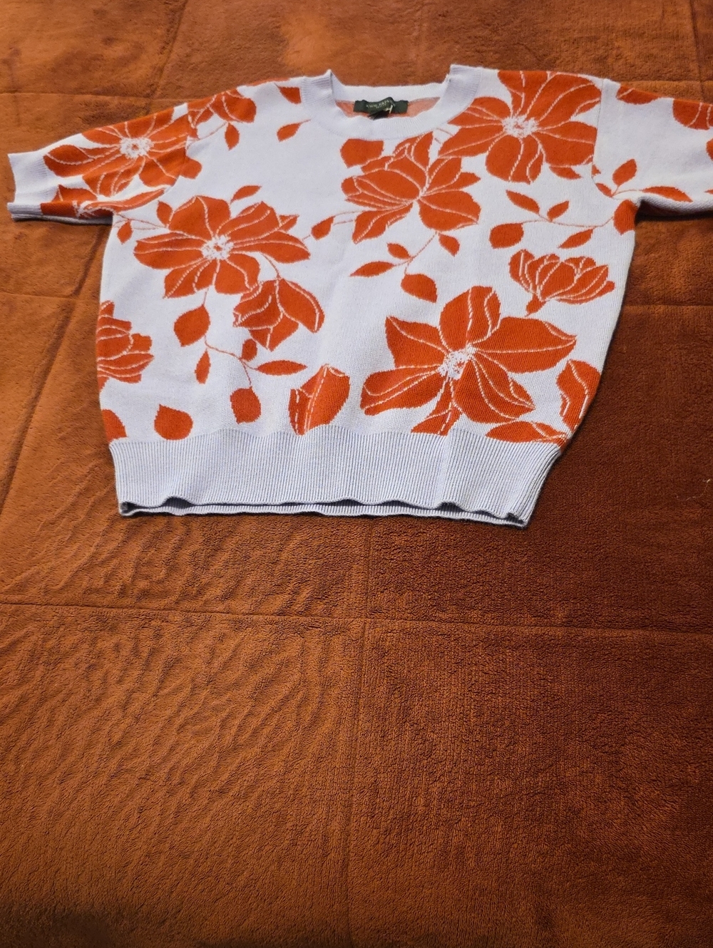 Womens Lavender and Red Floral Knit Sweater Top